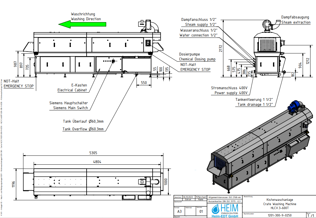 Preview of HLCV-T crate washing machine with drying module