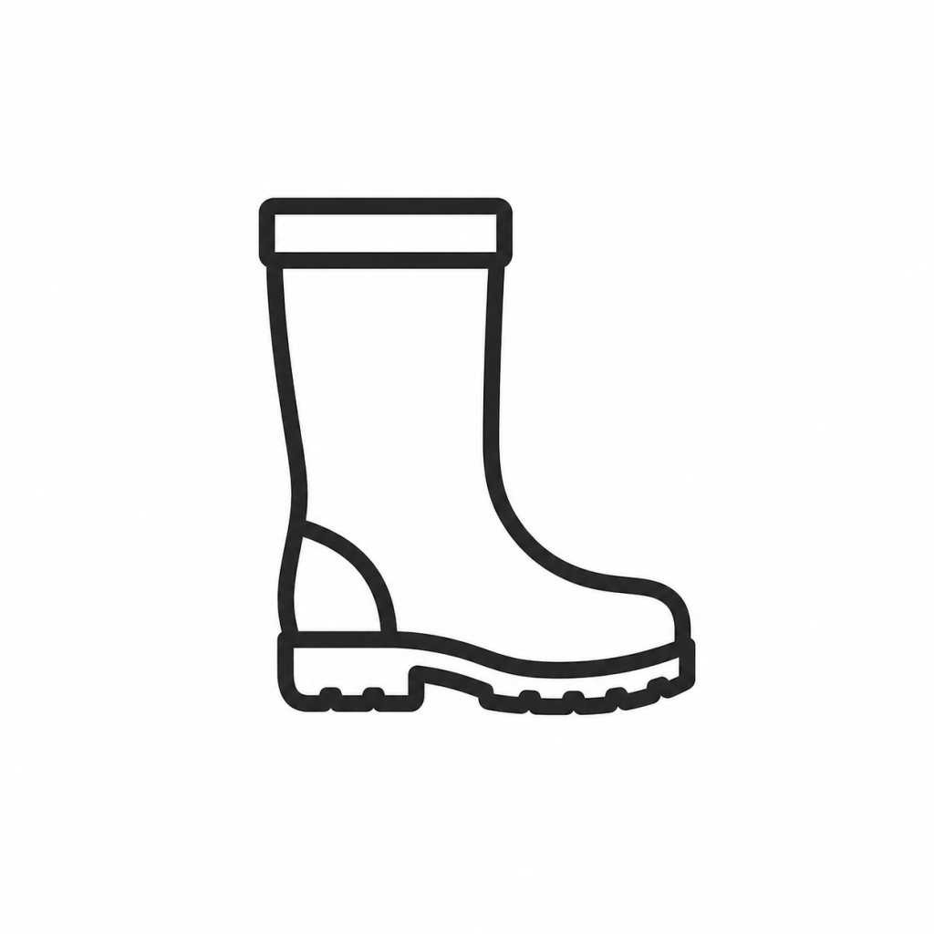 Schwarzes Linien-Icon eines hohen Gummistiefels